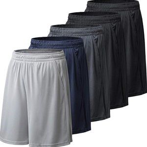 NEW 5 PACK Athletic Shorts for Men with Pockets Quick Dry Activewear - 5 Pack